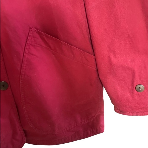 Lands' End Barn Chore Red Jacket Coat Multi Plaid Flannel Lining Women’s Sz L - Picture 8 of 12